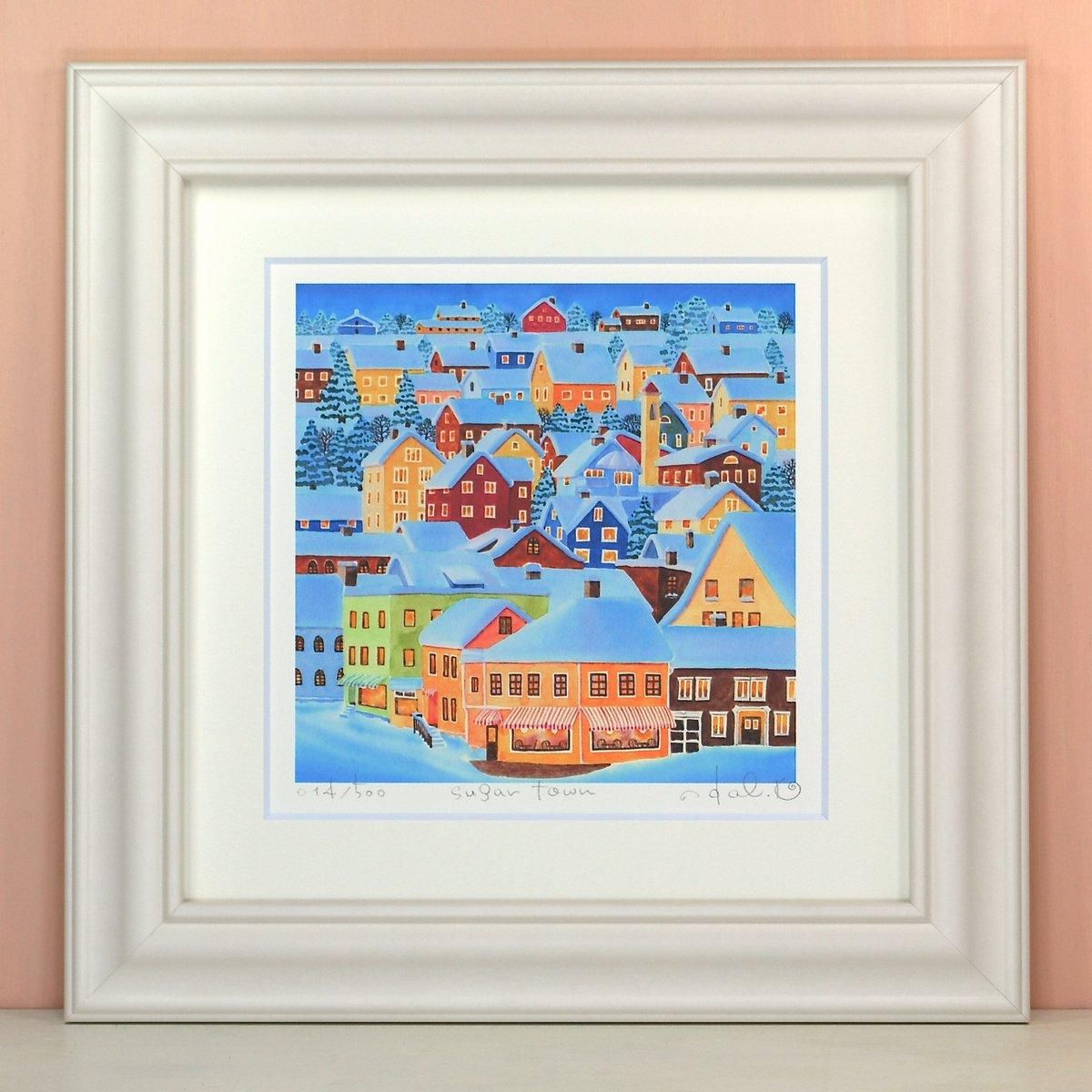 《絵画 水彩画》sugar town〔栗乃木ハルミ くりのきはるみ 〕