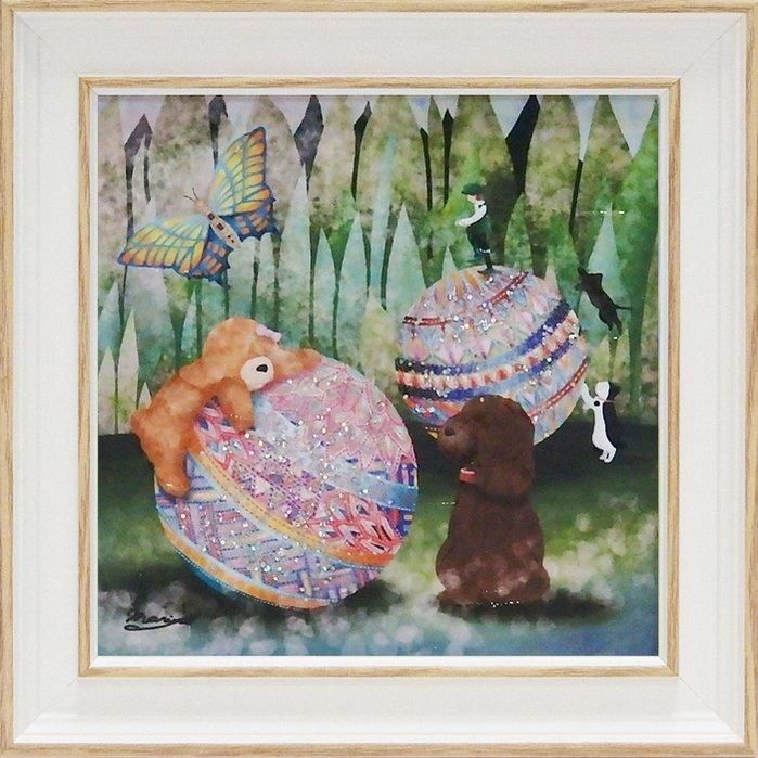 《絵画》【ゆうパケット】なかの まりの「毬遊び(Sサイズ)」