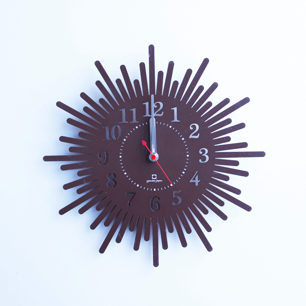 《時計》SUN clock ブラウン/絵画・壁掛けアートは、リビングや玄関におすすめのインテリア。かわいい壁飾りはお部屋を癒やしてくれそう。プレゼントにも。