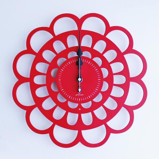 《時計》BOTAN CLOCK 赤色/絵画・壁掛けアートは、リビングや玄関におすすめのインテリア。かわいい壁飾りはお部屋を癒やしてくれそう。プレゼントにも。
