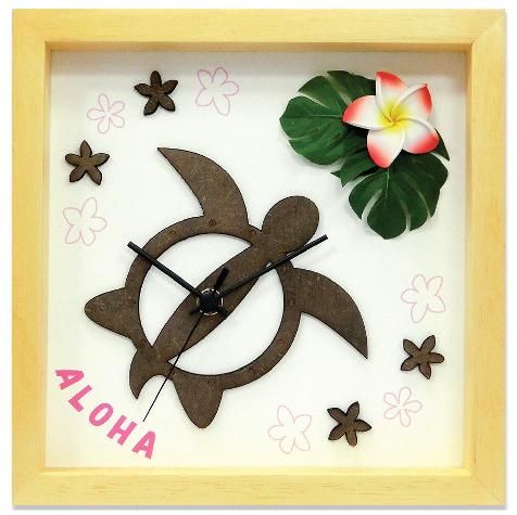 《時計》Hawaiian Clock Honu/Flower-NA/Red