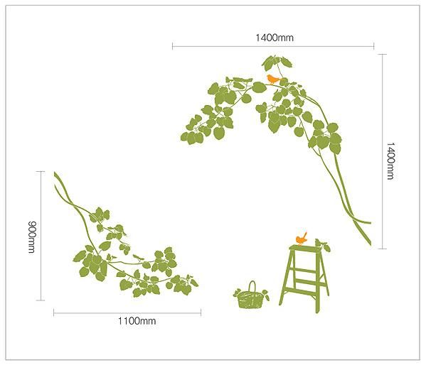 《ウォールステッカー》Green Leaves