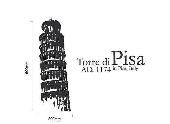 《ウォールステッカー》Torre di Pisa Black