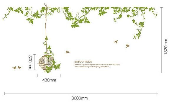 《ウォールステッカー》Garden of Bird Black
