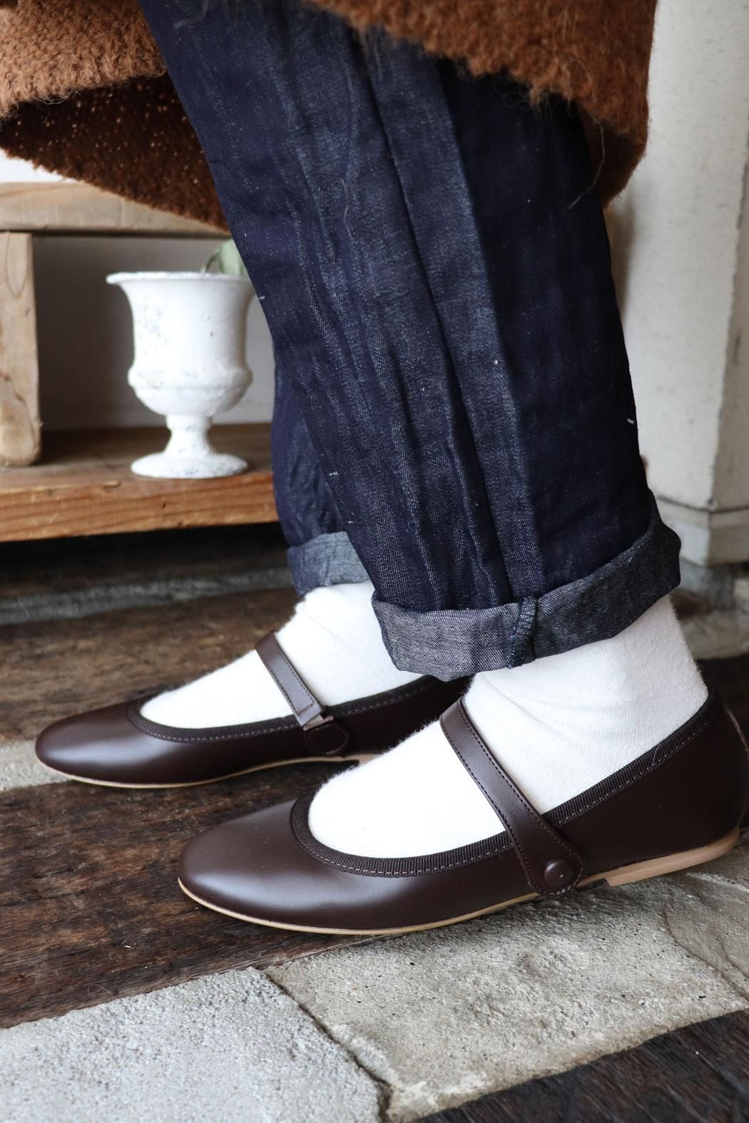 1001PATTES｜ミルエユヌパット】ONE STRAP PUMPS｜柄ソックスと