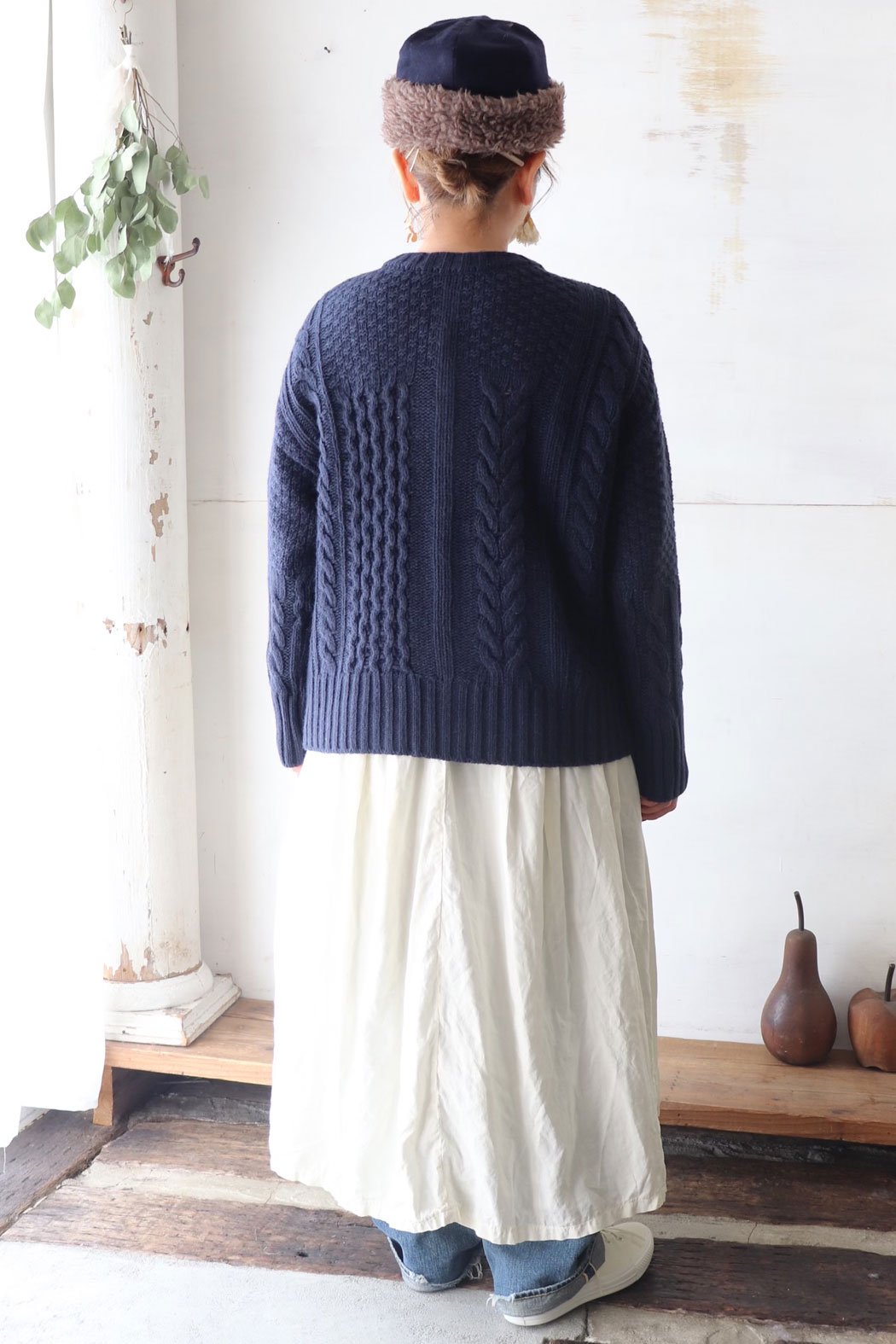 ◇SALE20％◇アランニットパッチワーク風 2wayプルオーバー（mao made）