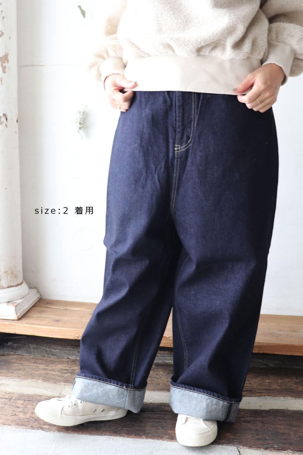 12oz ヴィンテージデニム ワイドパンツ *one wash（tumugu:）