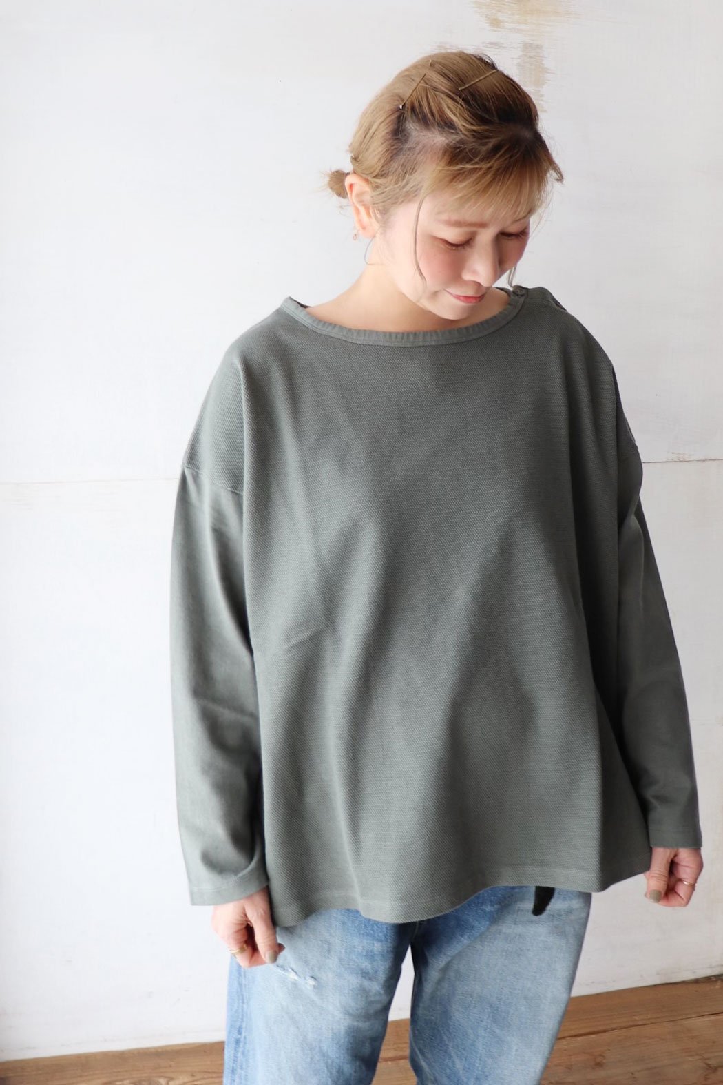 &12 Linen ショルダー釦ワイドプルオーバー（Vlas Blomme）