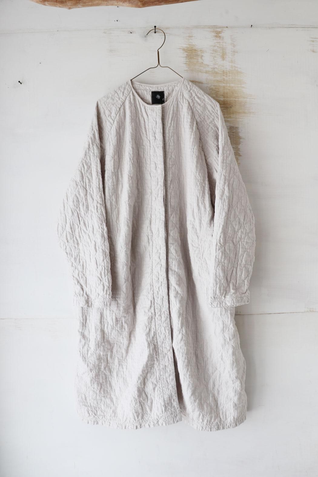 QUILTED ORGANIC COTTON BIG CHECK (OVERDYE) RAGLAN COAT（maison de 