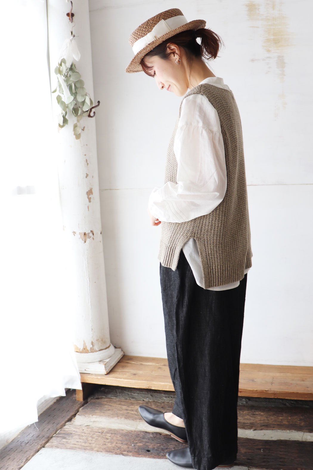 Cotton Linen Knit Vest（HEAVENLY）