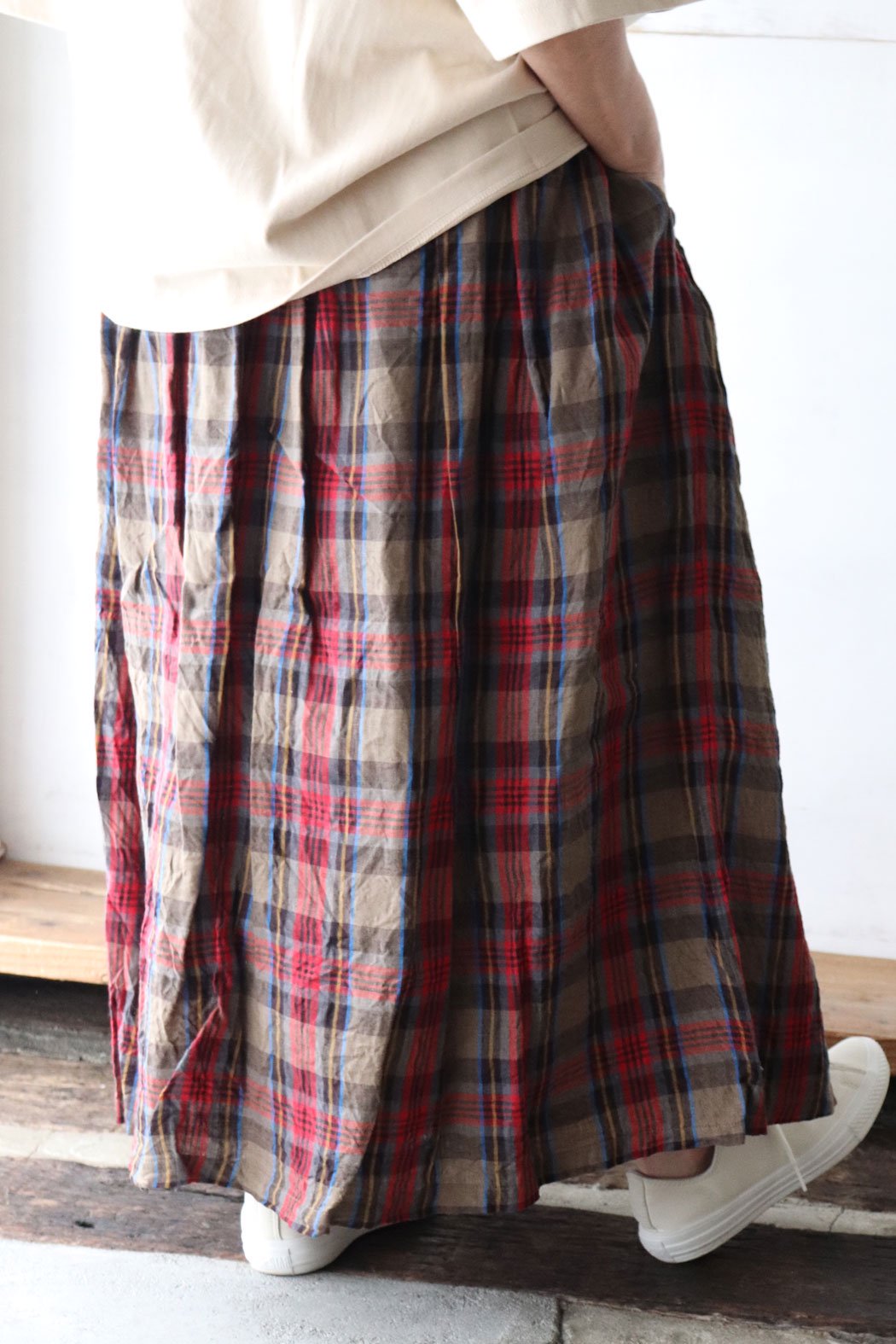 LINEN TARTAN CHECK SK（ichi Antiquite's）