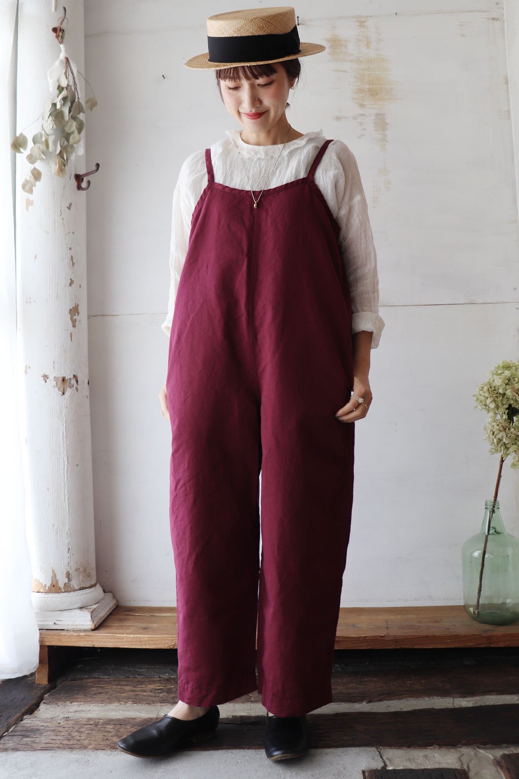 Work Linen Cotton サロペット（Vlas Blomme）