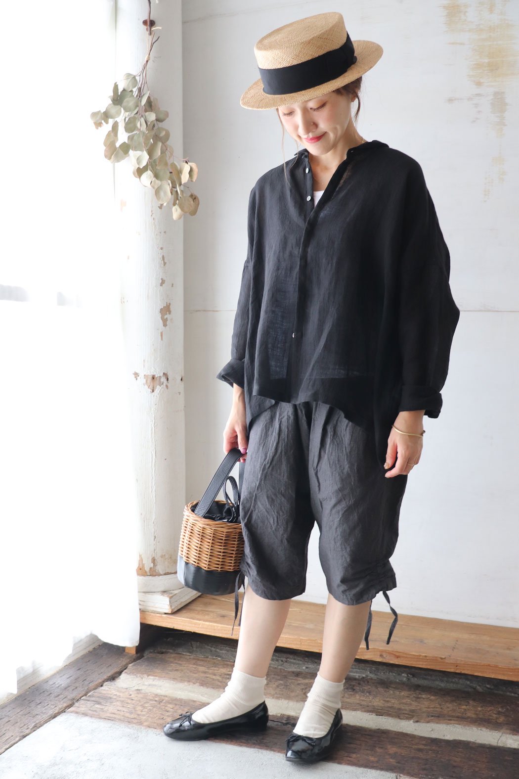 Washed Light Linen ワイドシャツ（Vlas Blomme）