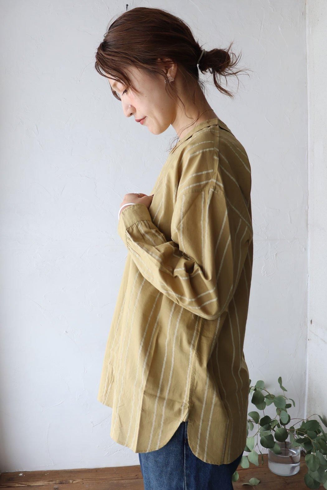 メゾンドソイル　オーガニックコットンプリーツシャツ maison de soil メゾンドソイル オーガニックスモールチェック