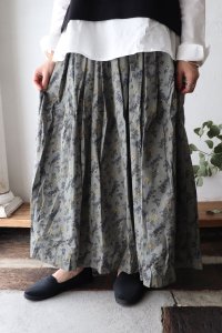 40s POPLIN FLOWER PRINT GATHER SKIRTsoil