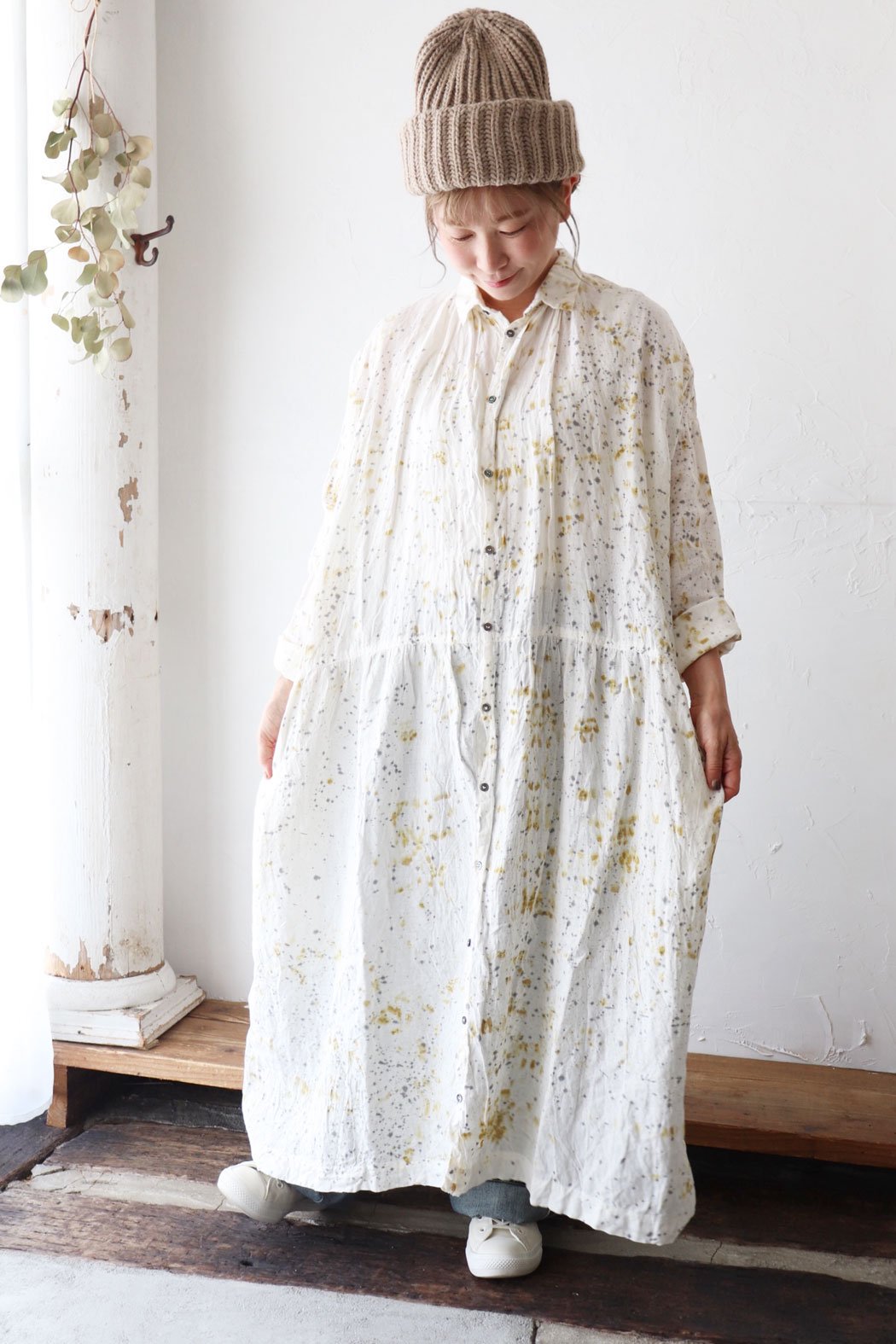 CATECHU×SHIBUKI×SUMI LINEN HAND DYE DRESS（ichi Antiquite's）