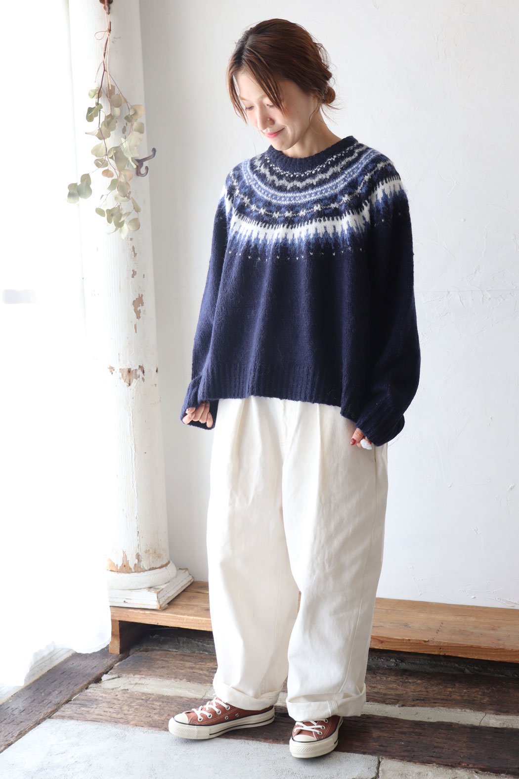 球心柄ニット denime トップ