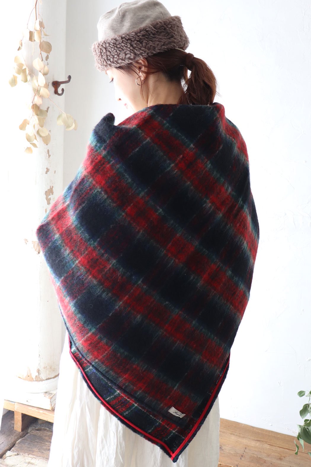 TARTAN WOOL SHAGGY CHECK STOLE（ichi Antiquite's）