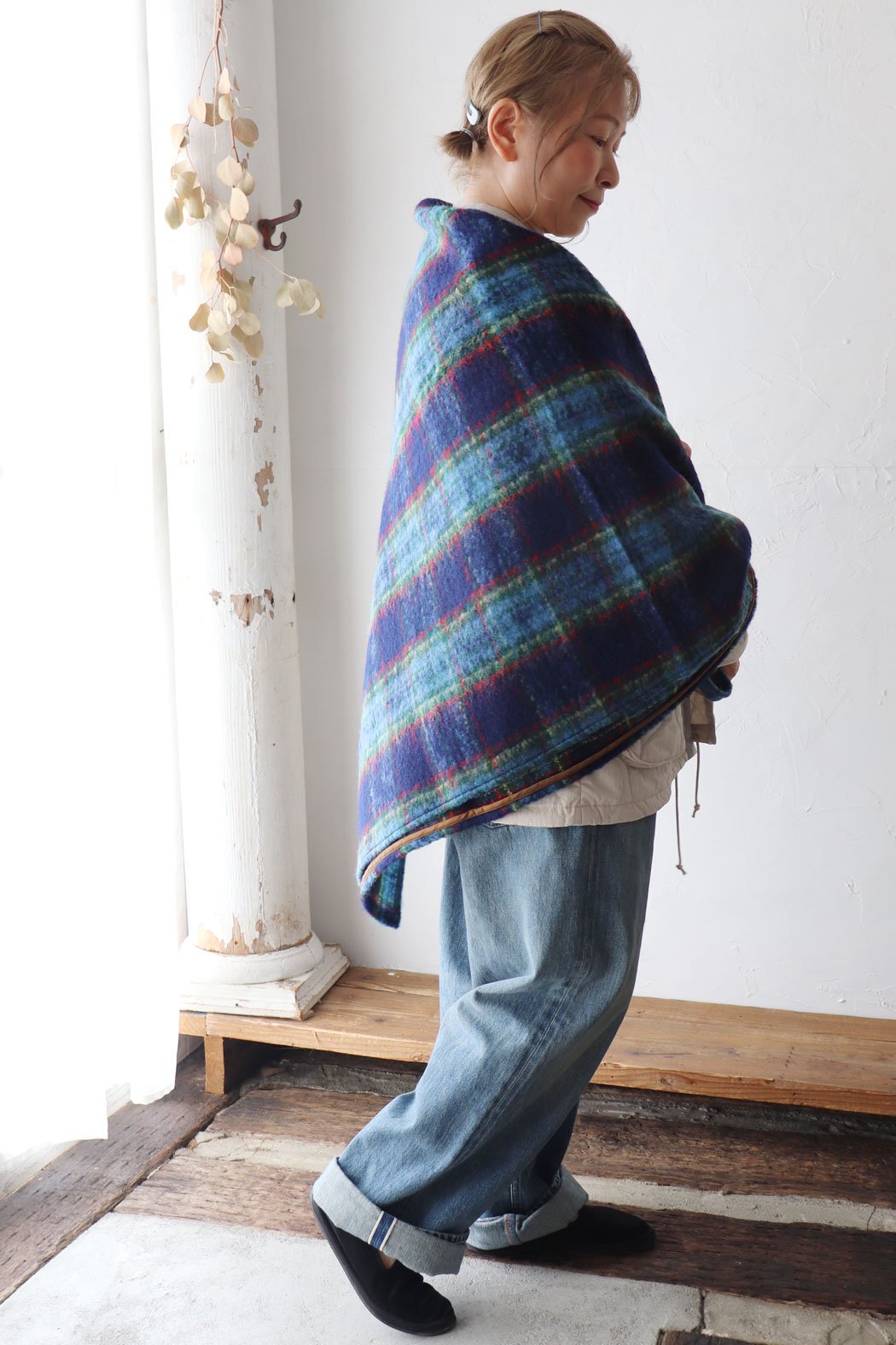 TARTAN WOOL SHAGGY CHECK STOLE（ichi Antiquite's）