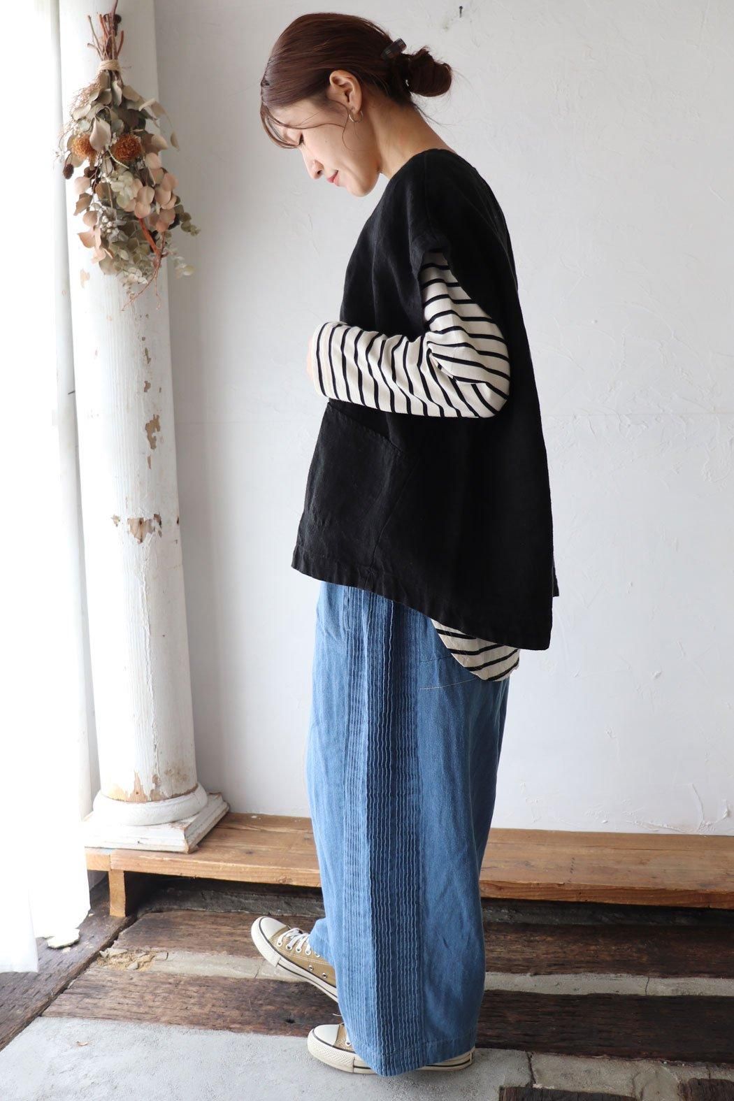 6.5oz コットンリネンデニム パンツ（tumugu:）
