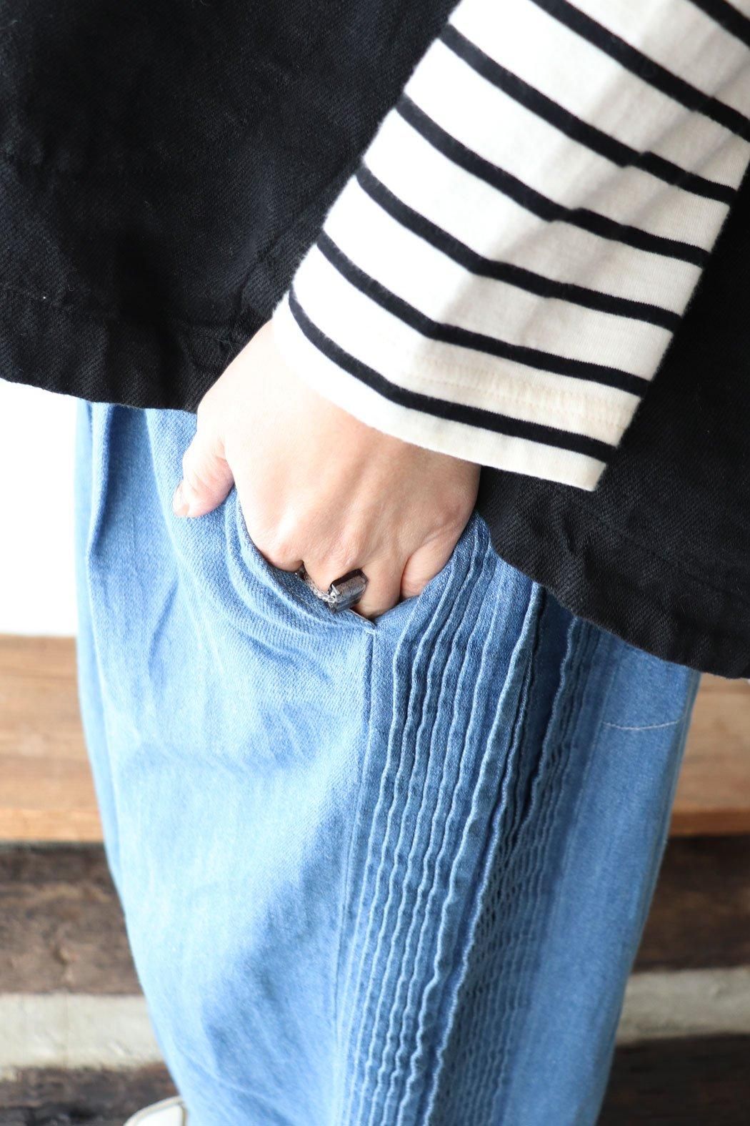6.5oz コットンリネンデニム パンツ（tumugu:）