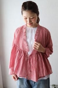 HANDWOVEN COTTON/SILK GINGHAM CHECK FRILL CACHE COEURmaison de soil