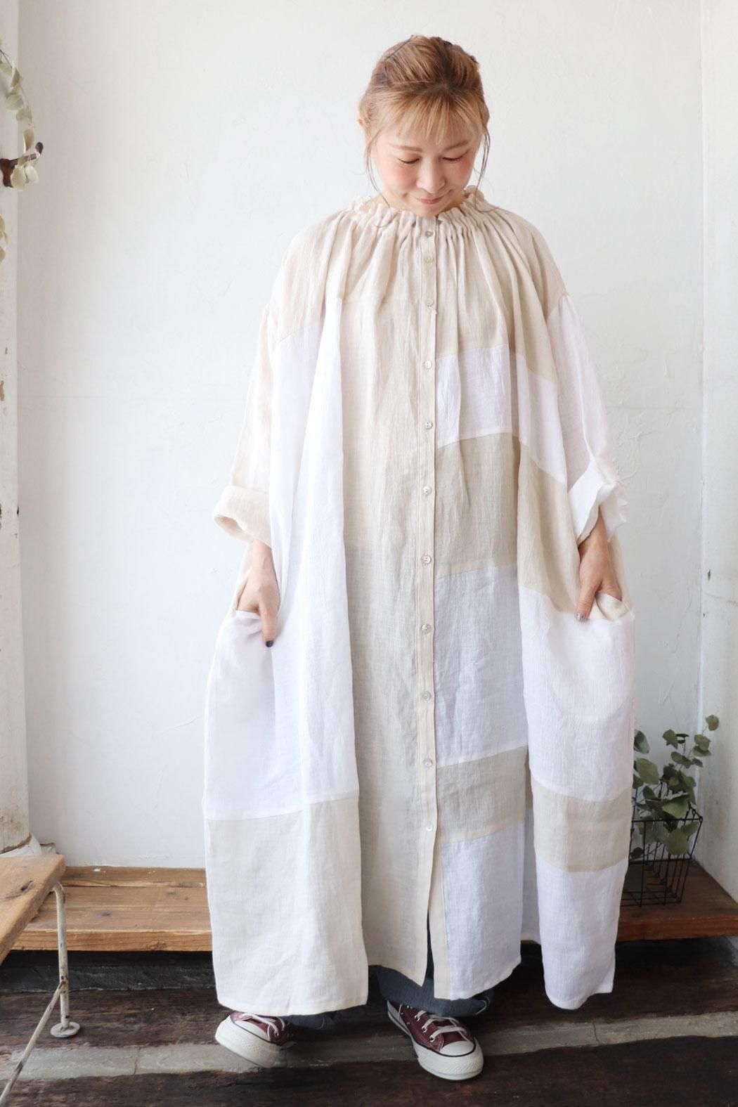 tumugu:｜ツムグ】SALE30％｜パッチワークワッシャーリネン2way