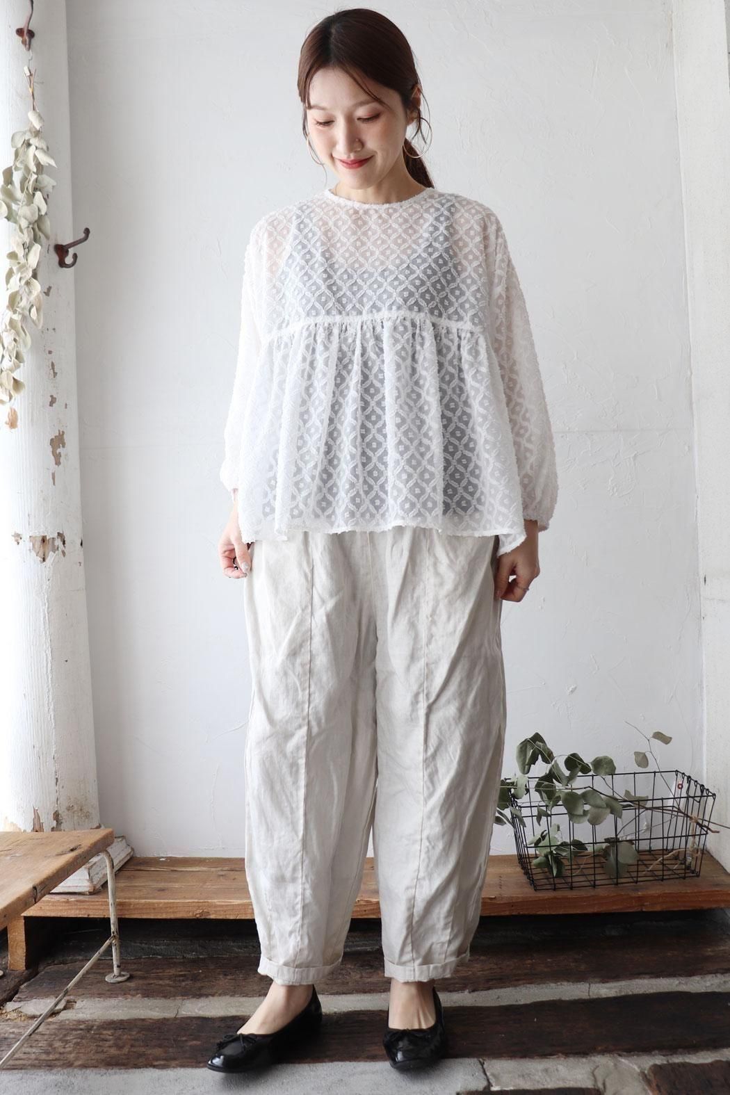 Gauze# ガーゼ チャーリーパンツ リネン 生成ecru et pousse