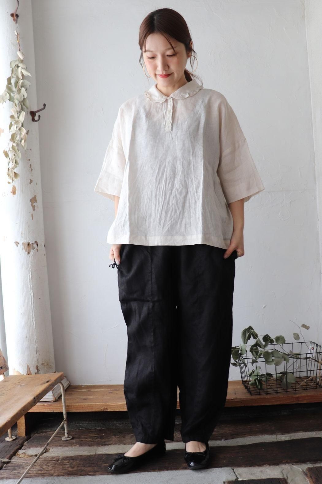 Gauze# ガーゼ チャーリーパンツ リネン 生成ecru et pousse