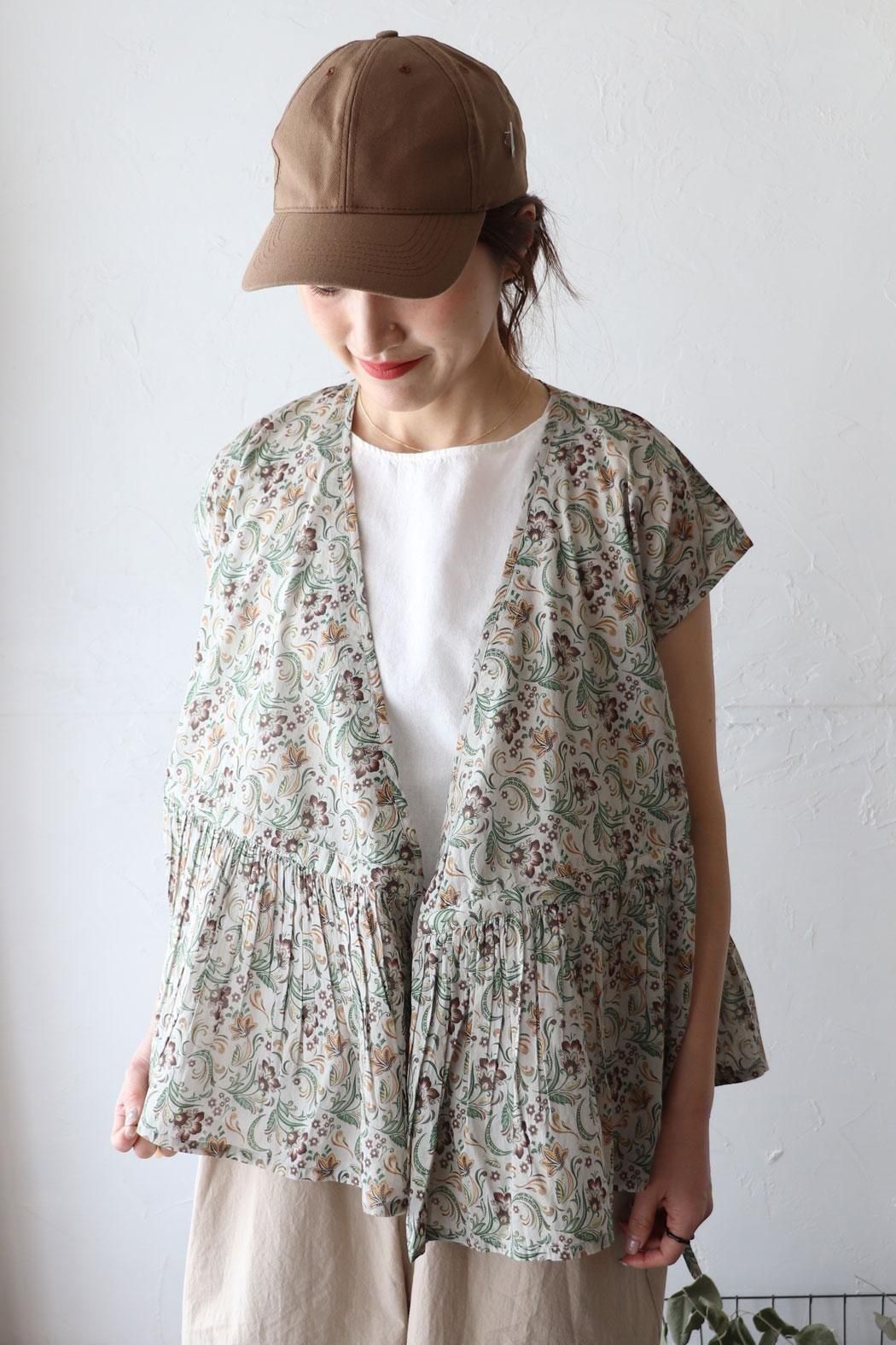 80s VOILE PAISLEY FLOWER PRINT F/SL CACHE COEUR(soil) 80s VOILE PAISLEY FLOWER PRINT F/SL CACHE COEUR(soil)