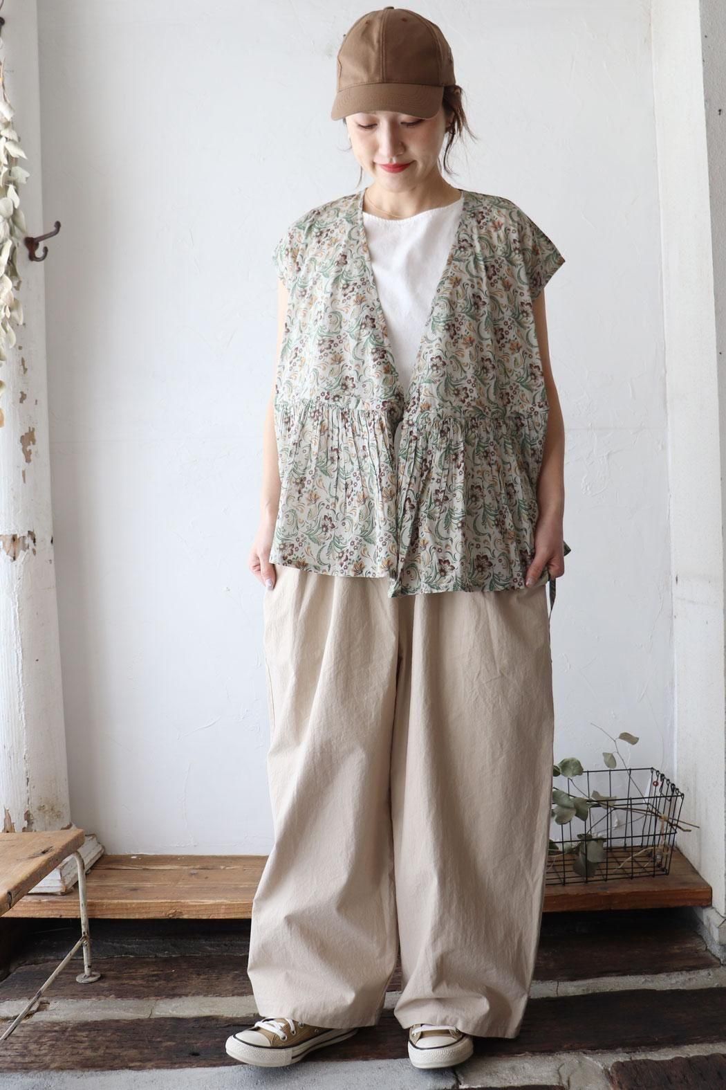 80s VOILE PAISLEY FLOWER PRINT F/SL CACHE COEUR（soil）