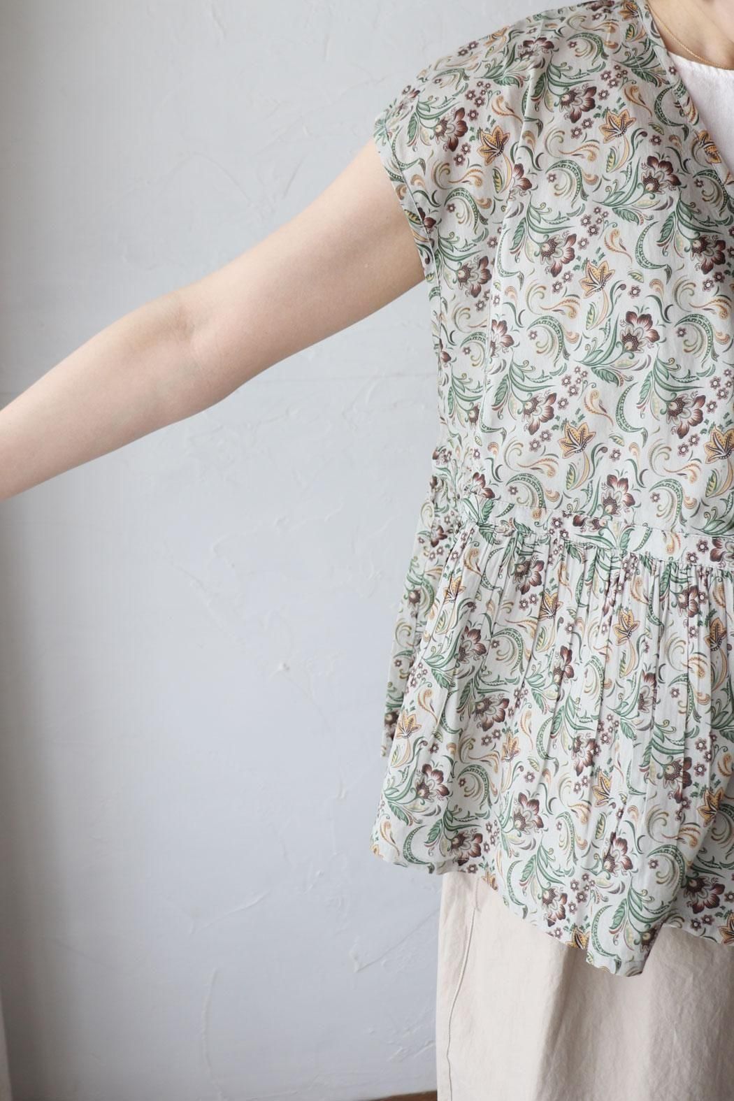 80s VOILE PAISLEY FLOWER PRINT F/SL CACHE COEUR(soil) 80s VOILE PAISLEY FLOWER PRINT F/SL CACHE COEUR(soil)