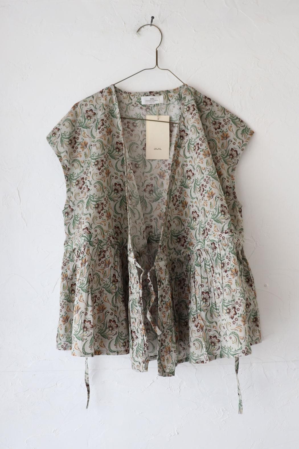 80s VOILE PAISLEY FLOWER PRINT F/SL CACHE COEUR（soil）