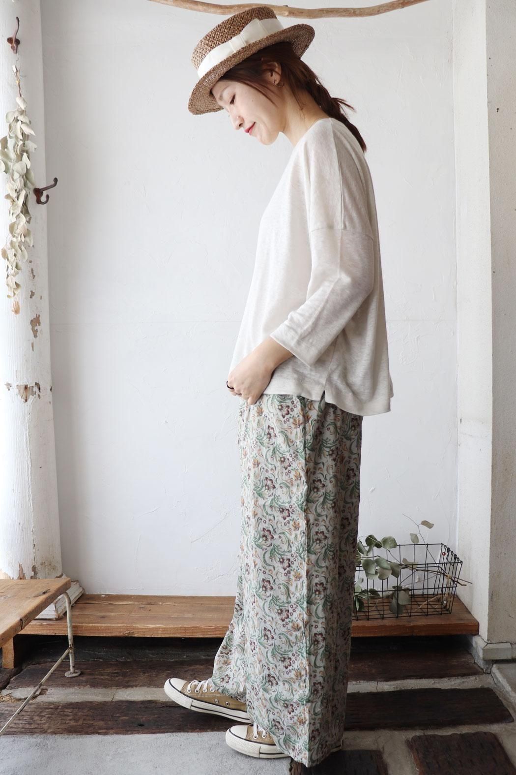 80s VOILE PAISLEY FLOWER PRINT WIDE EASY PANTS(soil) 80s VOILE PAISLEY FLOWER PRINT WIDE EASY PANTS(soil)