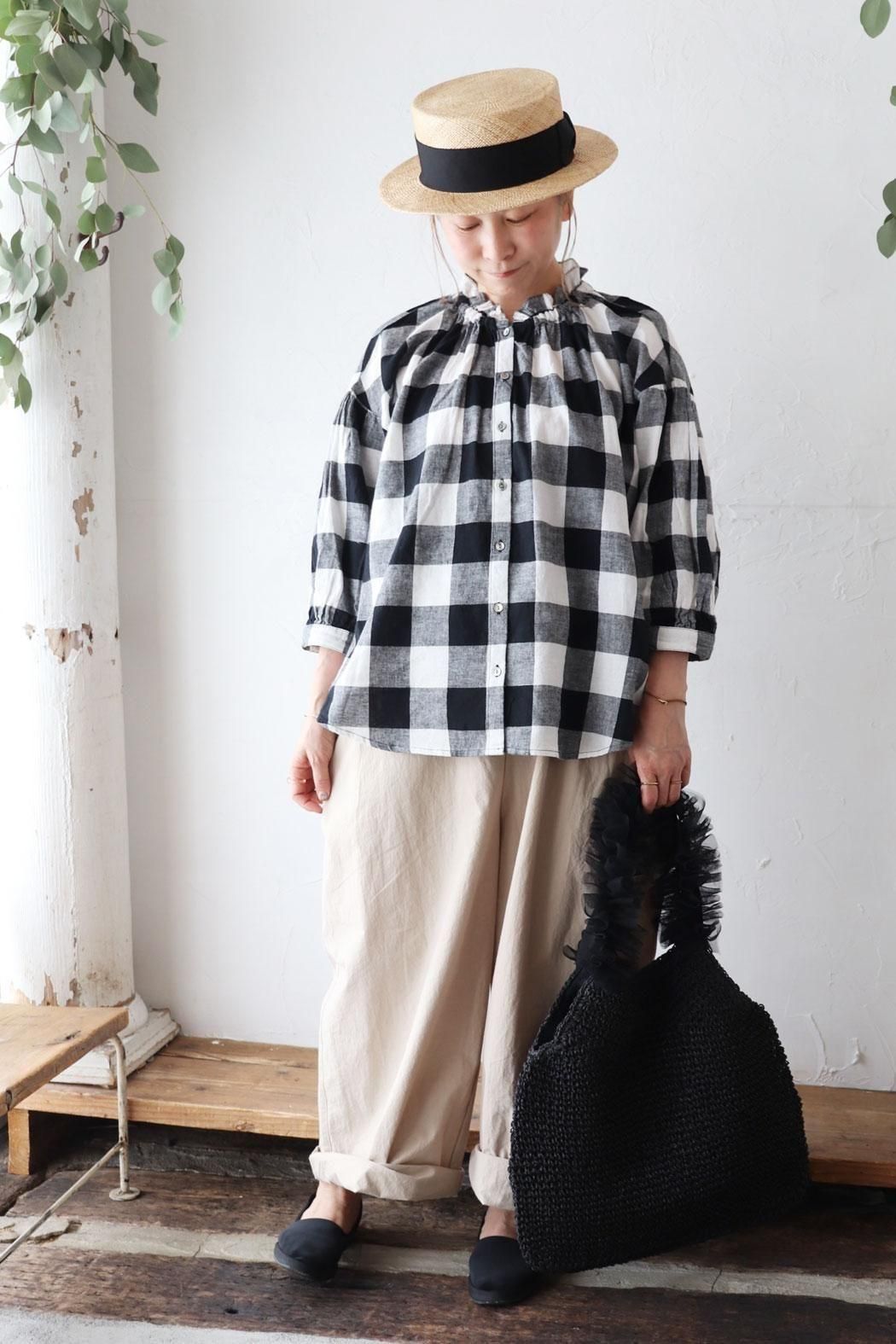 Cotton Linen Frill Blouse（HEAVENLY）