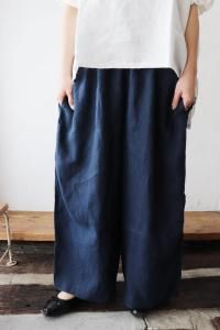 アンクルストレートパンツ・センタープレスなし （ネイビー