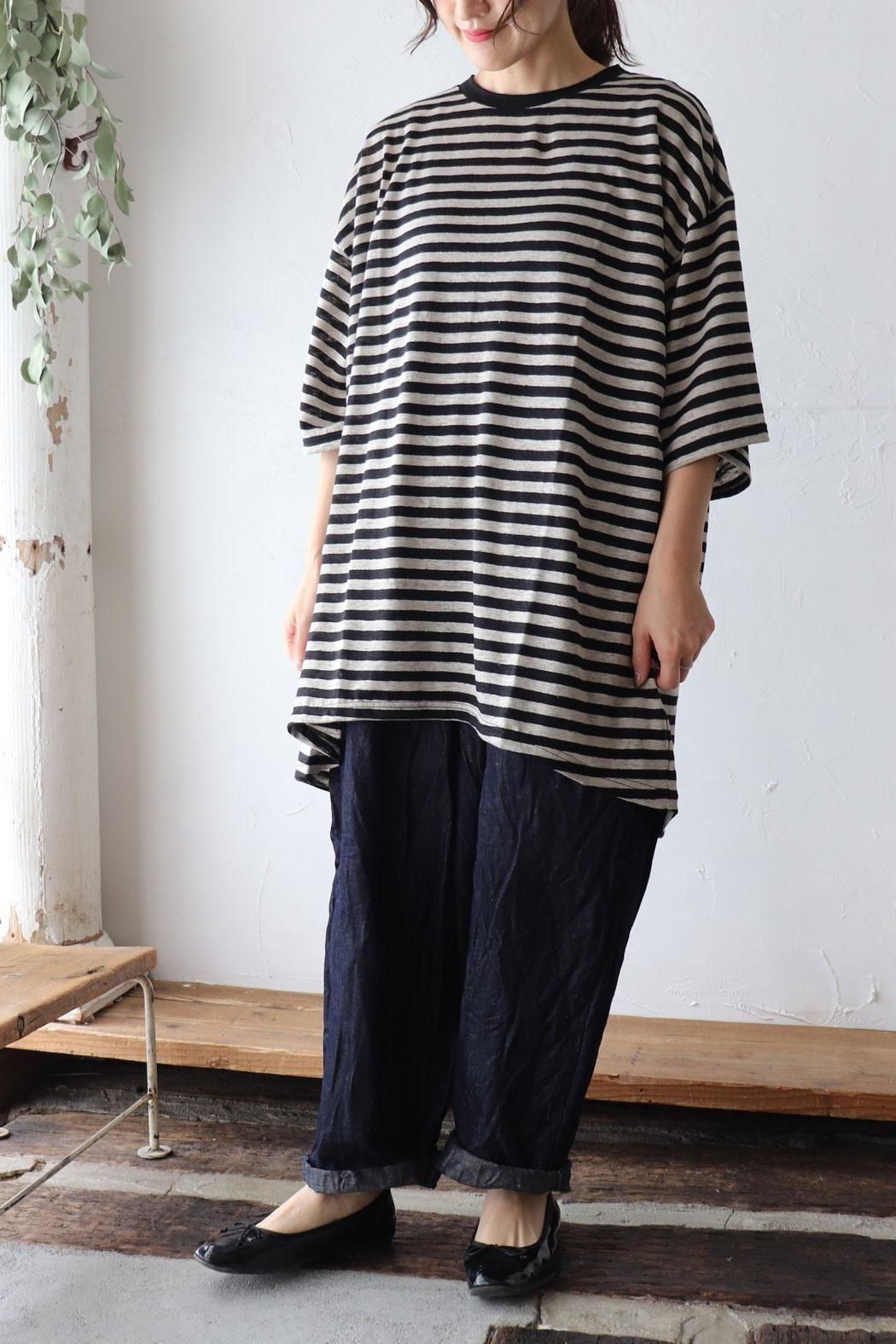 BORDER LINEN PULLOVER（ichi Antiquite's）