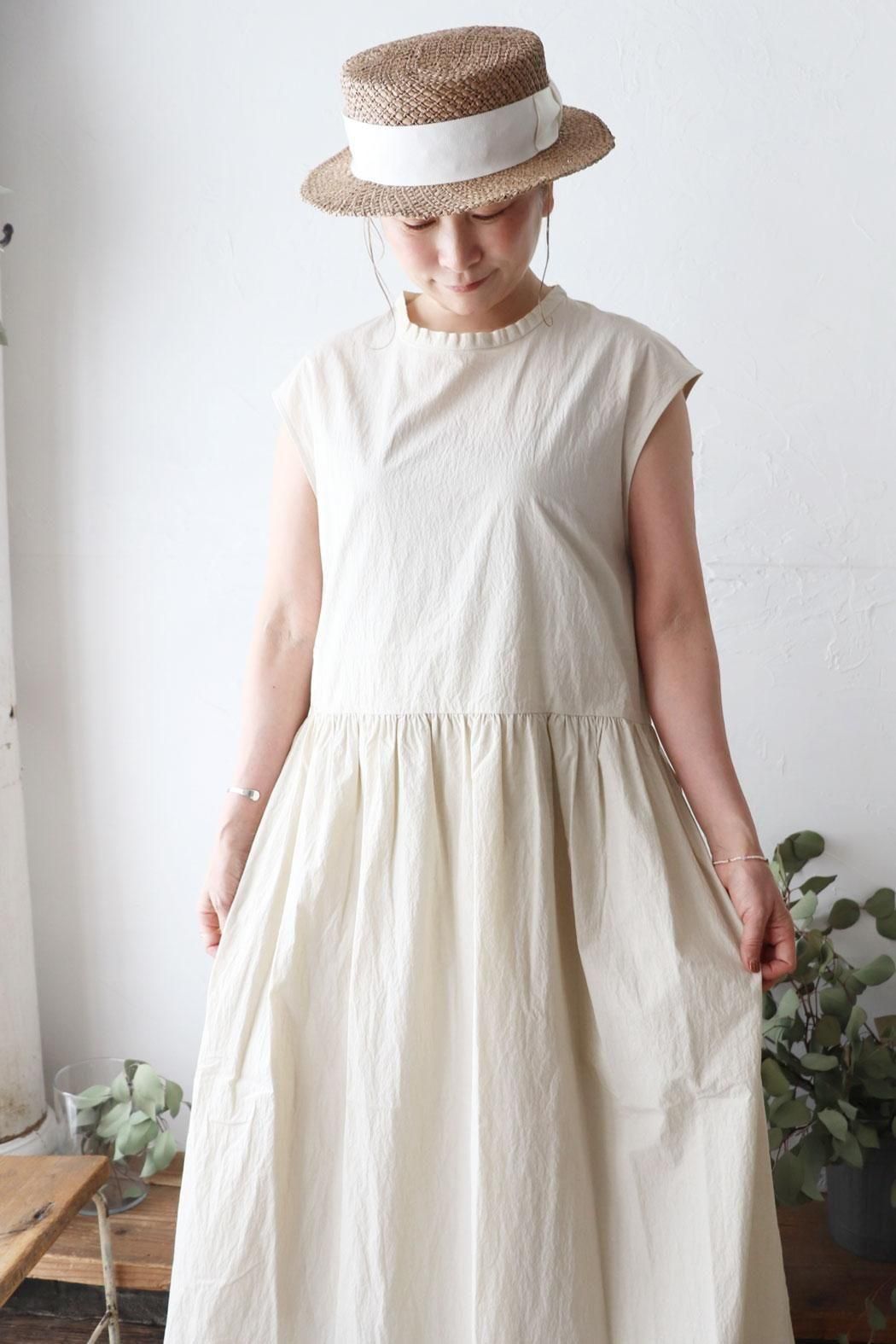 Cion｜シオン】コットンナイロンギャザーワンピース｜大人のための