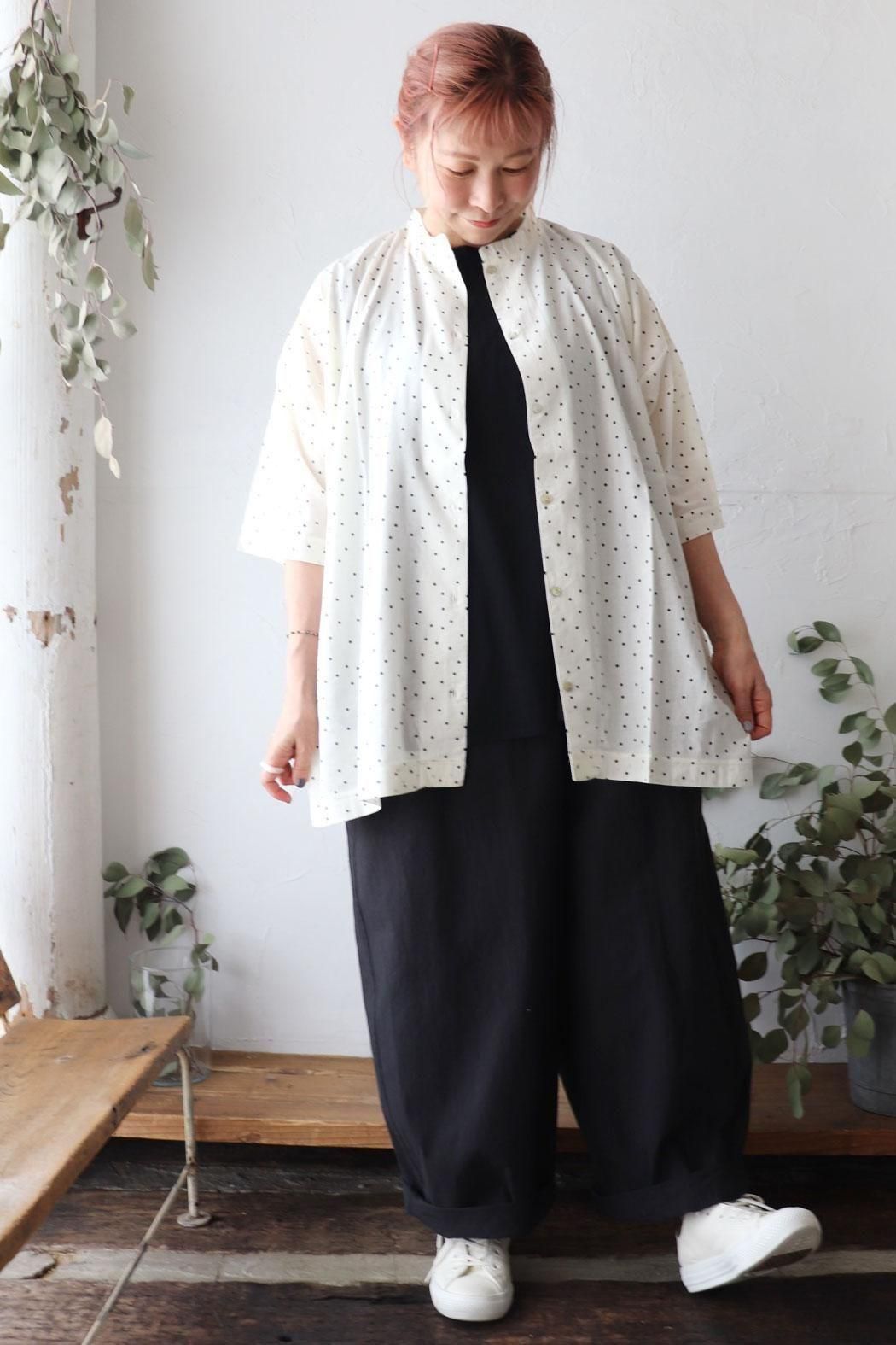 ◇SALE30％◇ドットバンドネックシャツ（a+koloni）