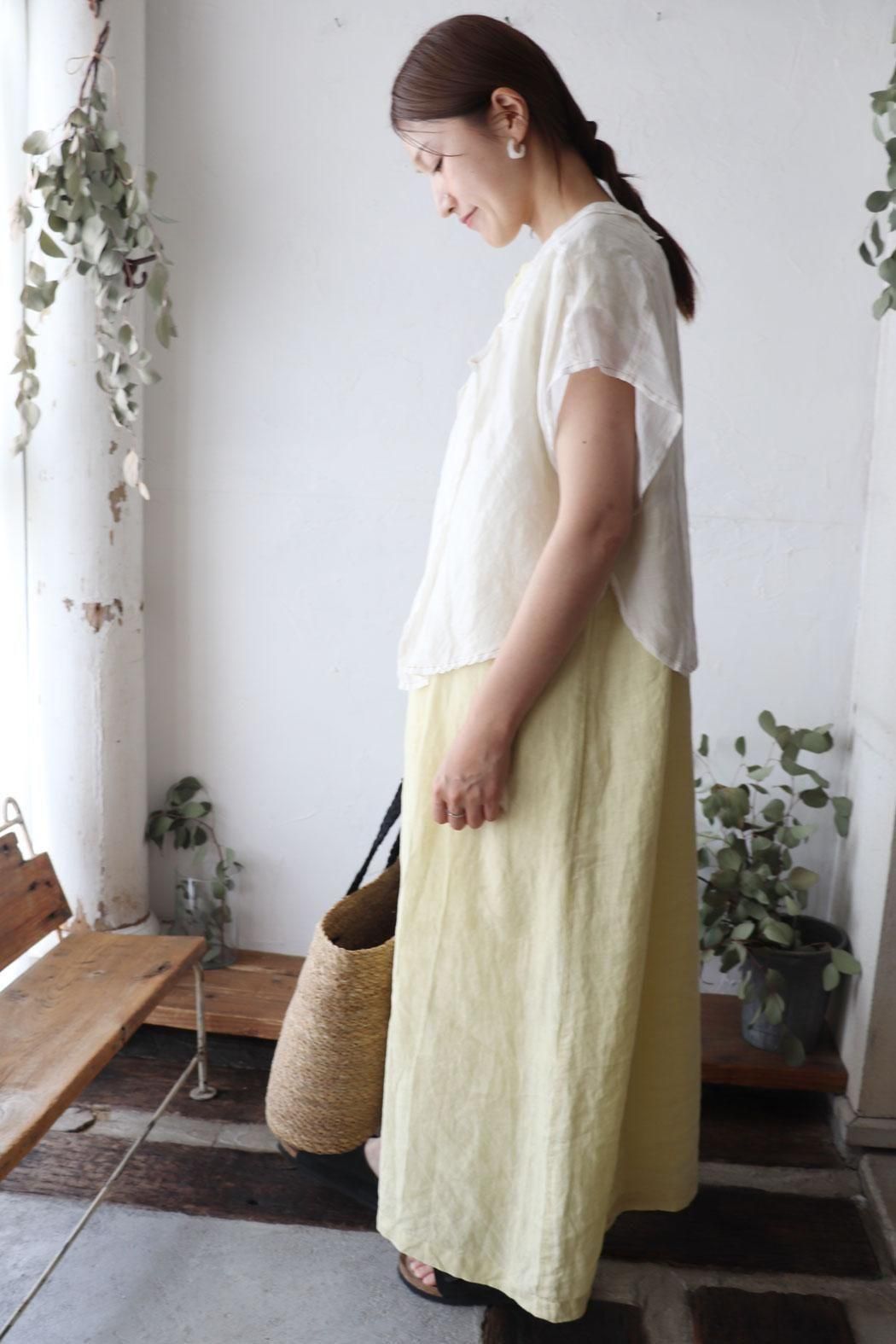 Vlas Blomme｜ヴラスブラム】Ramie Lawn サイドオープンブラウス