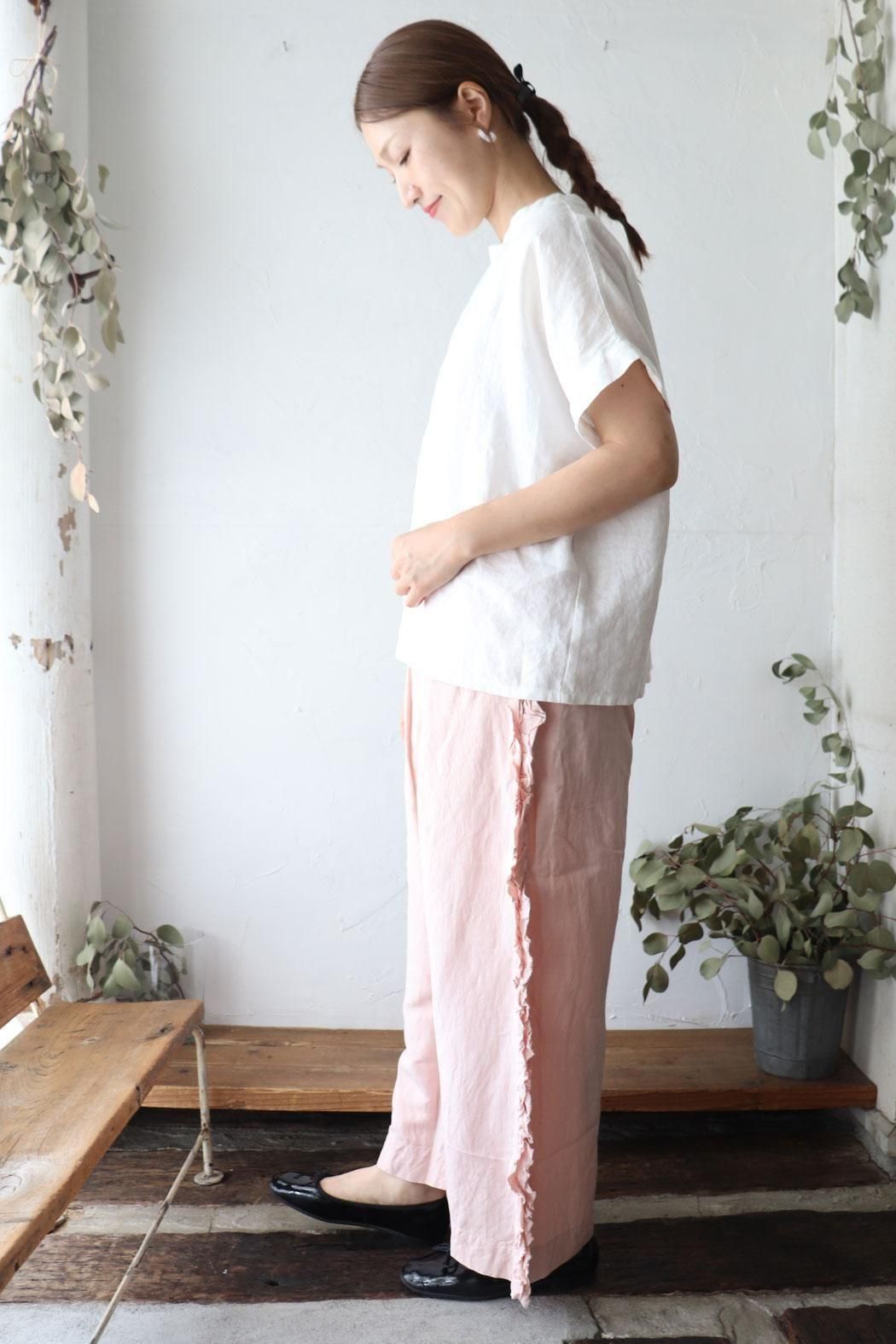 Gauze#｜ガーゼ】リネンビスコースビビアンパンツ｜サイドのフリルが
