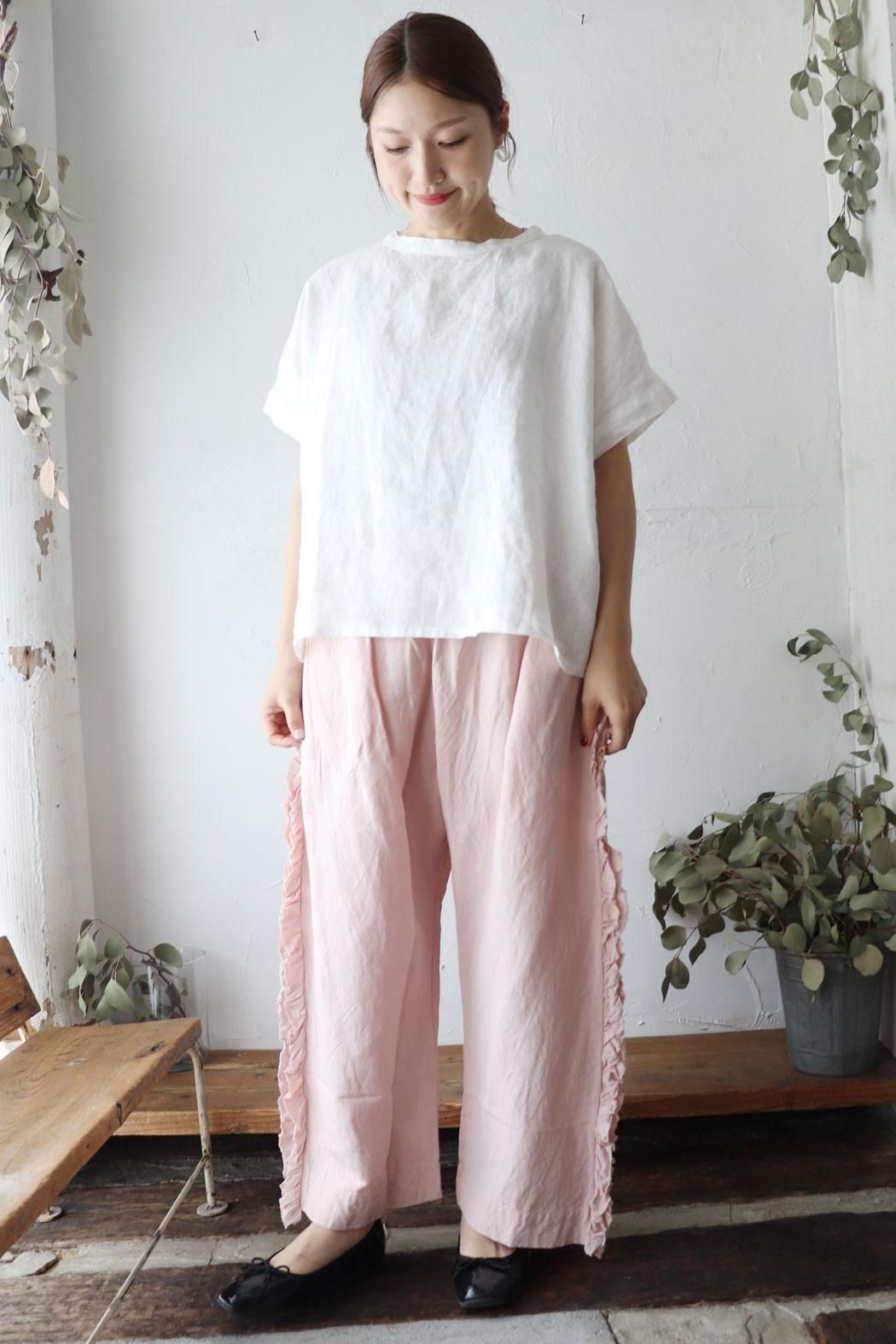 送料無料 ビスコース ＆ リネン パンツ リネンビスコース ビビアンパンツ（Gauze#）