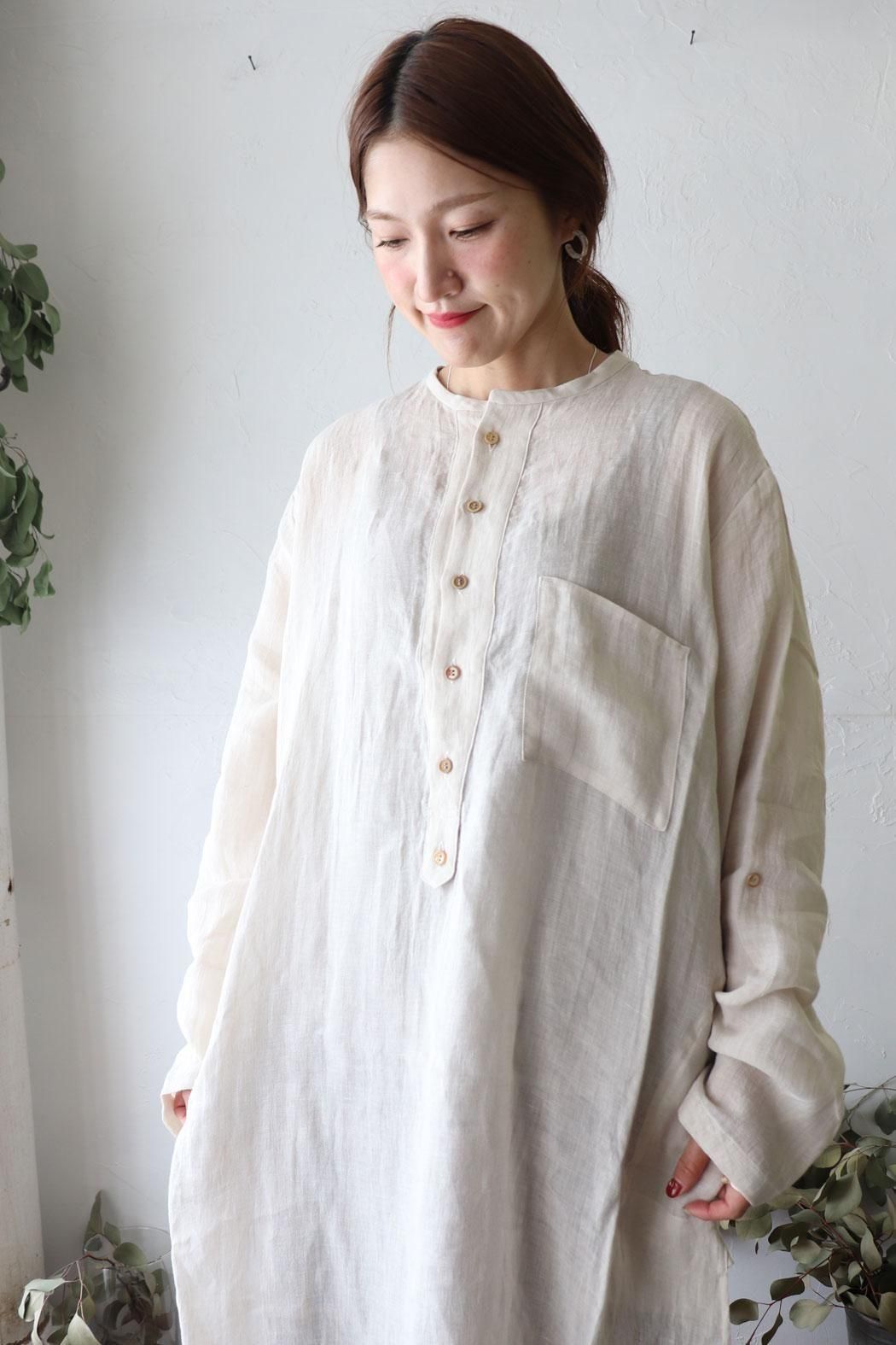 Vlas Blomme｜ヴラスブラム】Washed Light Linen カフタンロング