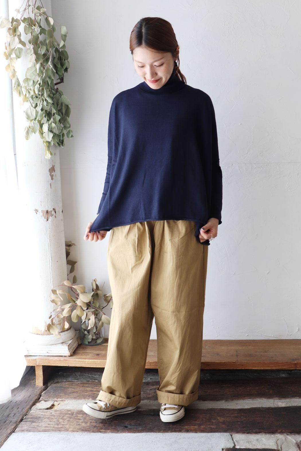 【美品】ヴェリテクール　タートルネック カットソー　コットン シルク カシミヤ コットン×シルク×カシミヤで肌触り抜群】ST-149 5COLOR TURTLE
