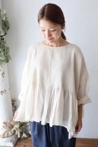 maison de soilʥ᥾ɥ80s ORGANIC COTTON SMALL CHK&VOILE PLAIN PULLOVER WITH PINTUCK<img class='new_mark_img2' src='https://img.shop-pro.jp/img/new/icons8.gif' style='border:none;display:inline;margin:0px;padding:0px;width:auto;' />