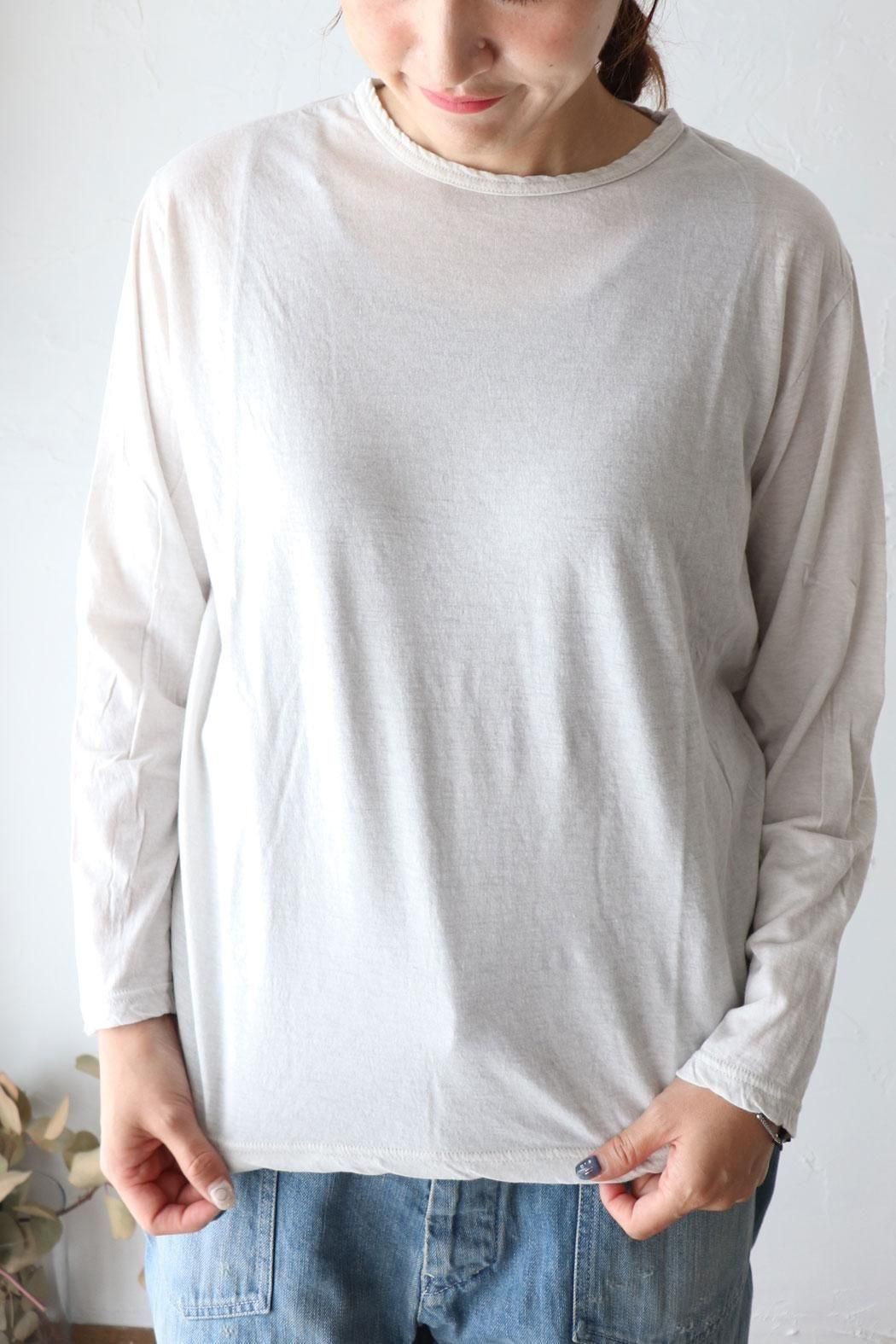 Vlas Blomme ヴラスブラム　シルク　リネン　長袖ブラウス　総柄　日本製 Vlas Blomme｜ヴラスブラム】Cotton Silk Plainstitch 長袖T