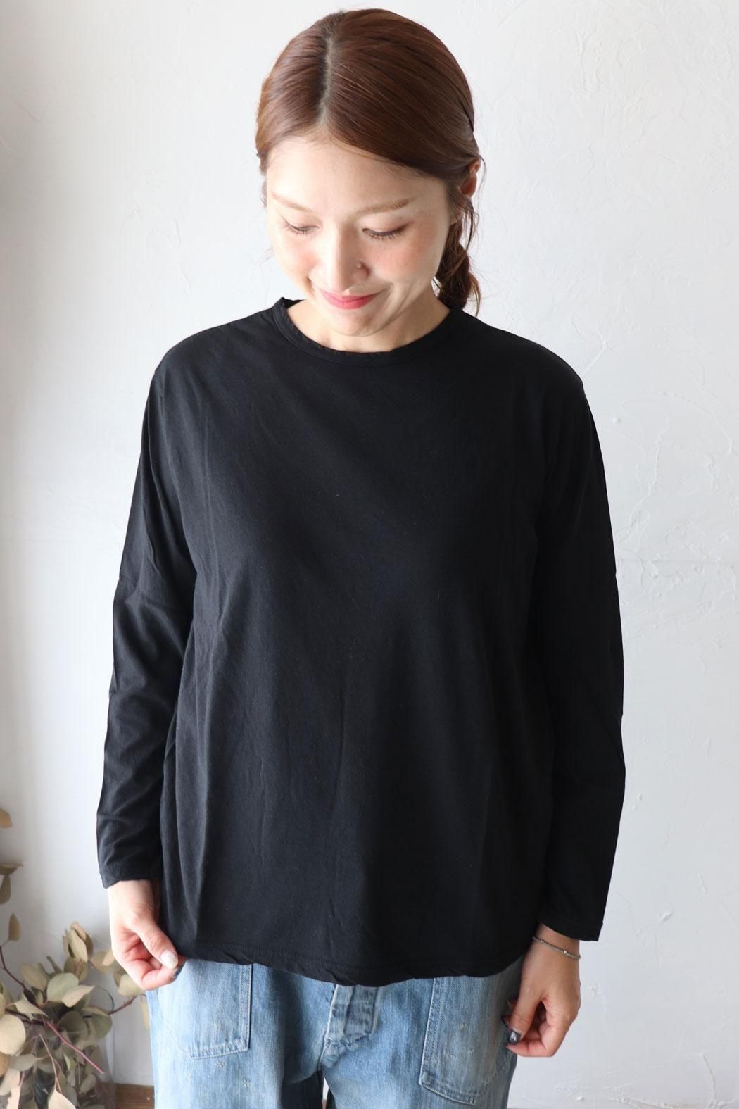 Vlas Blomme ヴラスブラム　シルク　リネン　長袖ブラウス　総柄　日本製 Vlas Blomme｜ヴラスブラム】Cotton Silk Plainstitch 長袖T