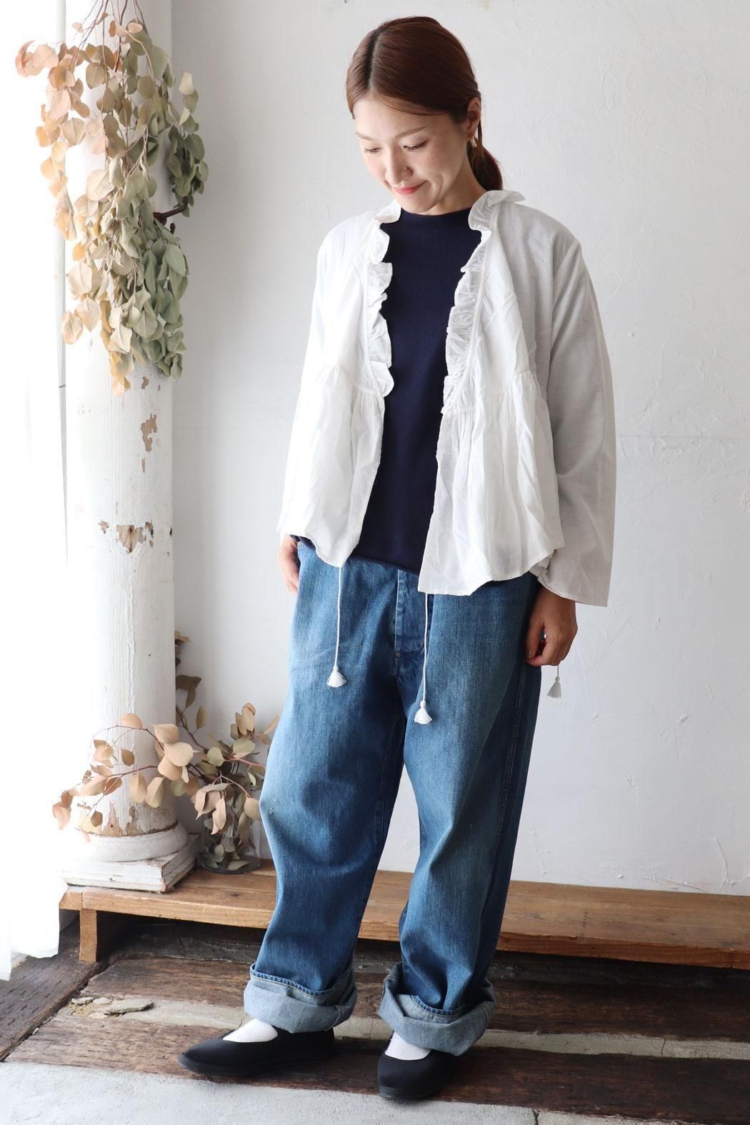 メゾンドソイルカシュクールブラウス インディゴ1