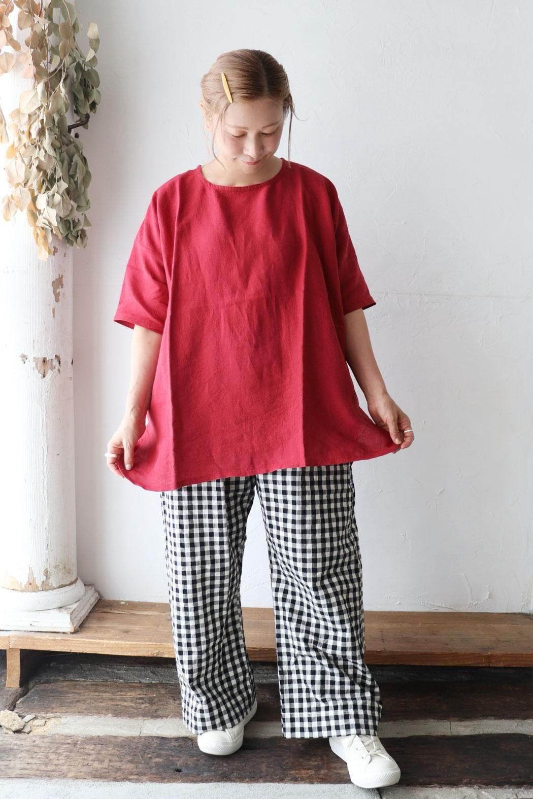 a + koloni リネンチュニック 30%OFF【a+koloni（コロニー）＊ベルギーリネンフリルチュニック