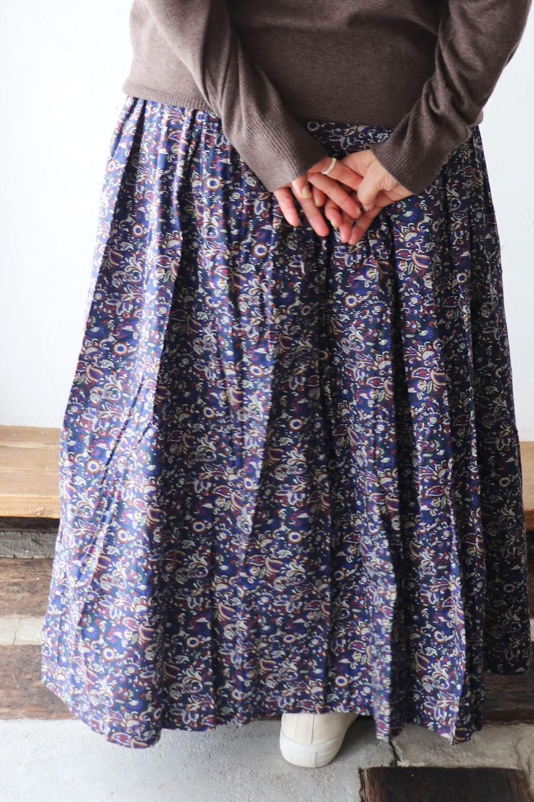 SOIL｜ソイル】 FLOWER PRINT GATHERED SKIRT｜ふんわりコットン